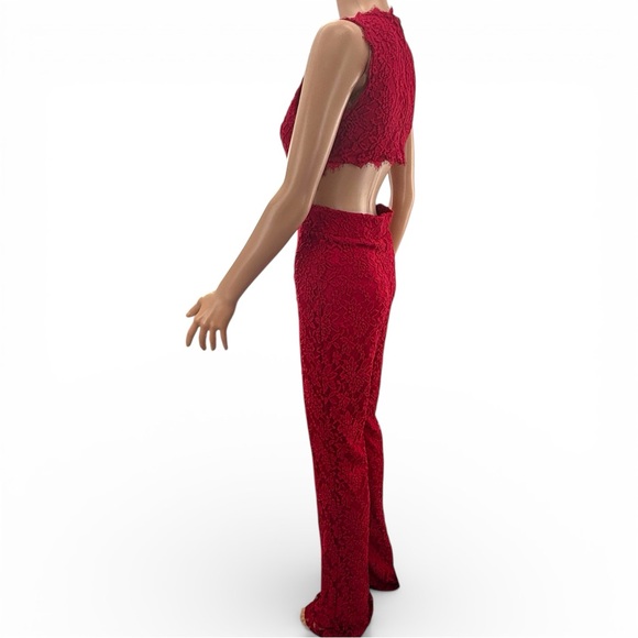 Venus Red Lace Halter Jumpsuit M Holiday Glam Date Night Valentine’s Day - Picture 4 of 16